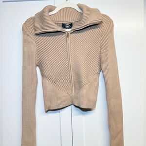 Hera Collection Camel Ribbed Cowl Neck Sweater